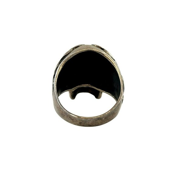 Men's Sterling Silver Flaming Skull Biker Ring - Picture 4 of 10